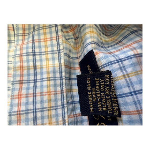 Brooks Brothers Button Down Shirt Long Sleeve Plaid Mens L Orange Blue Yellow - Picture 4 of 5
